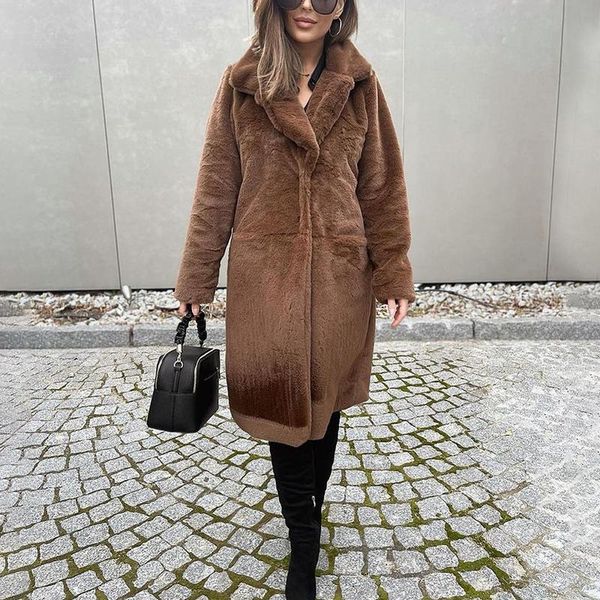 women's fur & faux xmax fashion winter solid thick notched coats women elegant long jackets covered button fitted ladies, Black
women's fur & faux xmax fashion winter solid thick notched coats women elegant long jackets covered button fitted ladies, Black