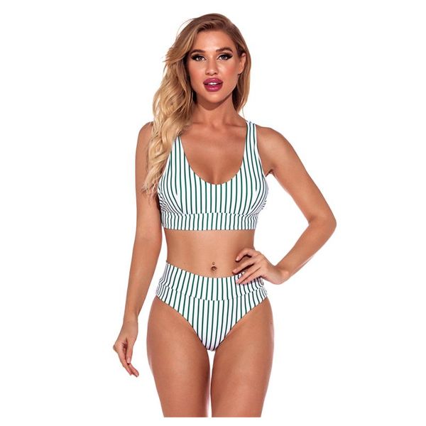 women's swimwear 2pcs women swimsuits bikini set push-up padded mid waist striped print sling split thong beachwear 2021, White;black
women's swimwear 2pcs women swimsuits bikini set push-up padded mid waist striped print sling split thong beachwear 2021, White;black