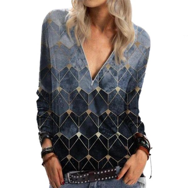 women's t-shirt female geometry print deep v-neck long sleeve base shirt pullover fashion autumn party office, White
women's t-shirt female geometry print deep v-neck long sleeve base shirt pullover fashion autumn party office, White