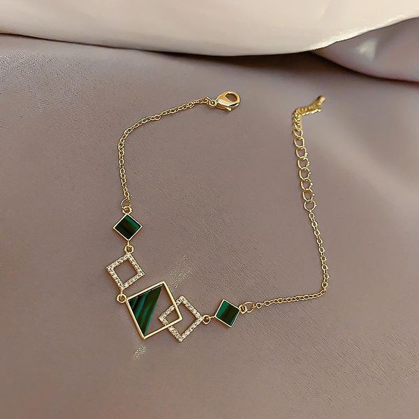 charm bracelets allme plain square green shinning rhinestone for women ladies gold color thin chain accessories, Golden;silver
charm bracelets allme plain square green shinning rhinestone for women ladies gold color thin chain accessories, Golden;silver