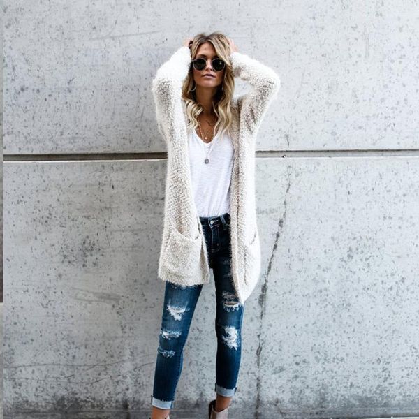 women's knits & tees winter knit sweater jacket casual fashion simple commuter style long-sleeved lapel warm solid color long top, White
women's knits & tees winter knit sweater jacket casual fashion simple commuter style long-sleeved lapel warm solid color long top, White