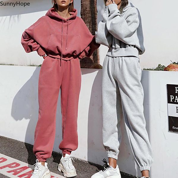 women's two piece pants 2021 women set outfits autumn tracksuit oversized hoodie and casual sport suit winter 2 woman, White
women's two piece pants 2021 women set outfits autumn tracksuit oversized hoodie and casual sport suit winter 2 woman, White