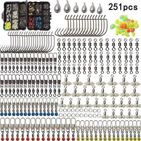 fishing accessories 251pcs/box tackle kit including jig hooks swivel snaps sinkers split rings beads for freshwater salt
fishing accessories 251pcs/box tackle kit including jig hooks swivel snaps sinkers split rings beads for freshwater salt