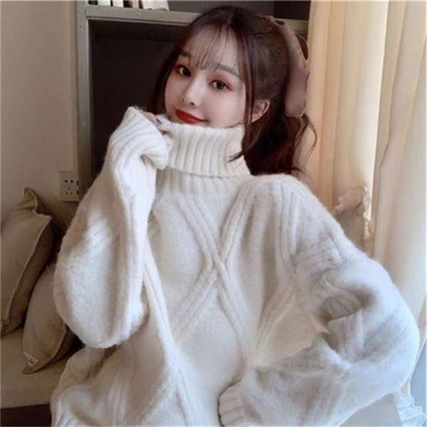 new twist diamond thickened versatile high collar pullover for women, White;black
new twist diamond thickened versatile high collar pullover for women, White;black