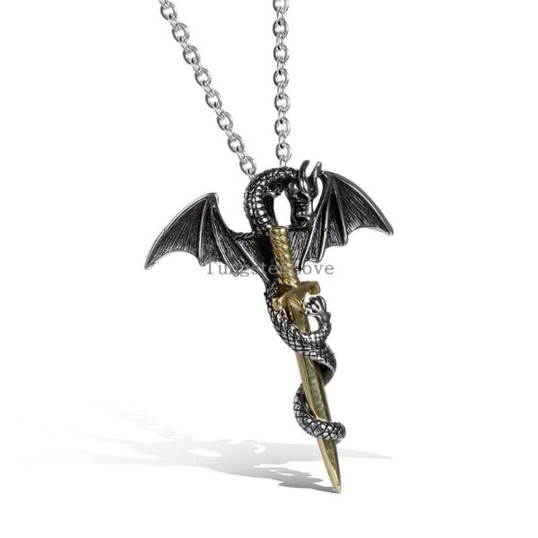 pendant necklaces boniskiss vintage dragon sword necklace titanium steel retro korean fashion men's jewelry 2021, Silver
pendant necklaces boniskiss vintage dragon sword necklace titanium steel retro korean fashion men's jewelry 2021, Silver