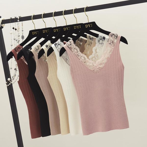 women's tanks & camis women lace tank solid stitching v-neck female knitted short slim sleeveless tshirt casual, White
women's tanks & camis women lace tank solid stitching v-neck female knitted short slim sleeveless tshirt casual, White