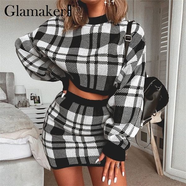 glamaker plaid knitted crop autumn dress women long sleeve winter sweater dress female fashion party mini dress 210303, Black;gray
glamaker plaid knitted crop autumn dress women long sleeve winter sweater dress female fashion party mini dress 210303, Black;gray