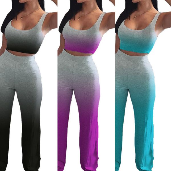 women summer two piece clothing sets outfits designers tracksuit sleeveless t shirt crop pants fashion gradient color h2516, White
women summer two piece clothing sets outfits designers tracksuit sleeveless t shirt crop pants fashion gradient color h2516, White