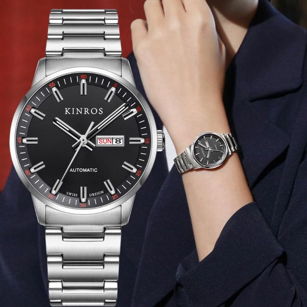 wristwatches kinros automatic mechanical watches for women full stainless steel bracelet wristwatch day-date 5atm waterproof dress clock 202, Slivery;brown
wristwatches kinros automatic mechanical watches for women full stainless steel bracelet wristwatch day-date 5atm waterproof dress clock 202, Slivery;brown