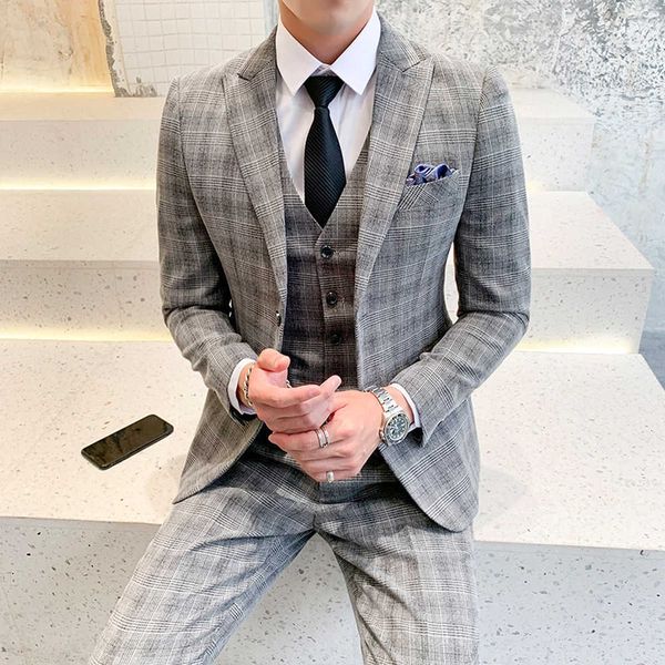men's suits & blazers spring male british style korean suit youth casual banquet three sets of groom's wedding pieces takim elbise, White;black
men's suits & blazers spring male british style korean suit youth casual banquet three sets of groom's wedding pieces takim elbise, White;black