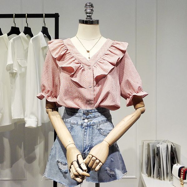 plaid shirt womens new 2021 summer v-neck flounce short-sleeved chiffon shirt western style puff sleeve top, White
plaid shirt womens new 2021 summer v-neck flounce short-sleeved chiffon shirt western style puff sleeve top, White