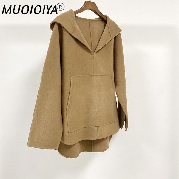 women's wool & blends women side slit jacket woolen v-neck hooded large pocket casual simple coats, Black
women's wool & blends women side slit jacket woolen v-neck hooded large pocket casual simple coats, Black