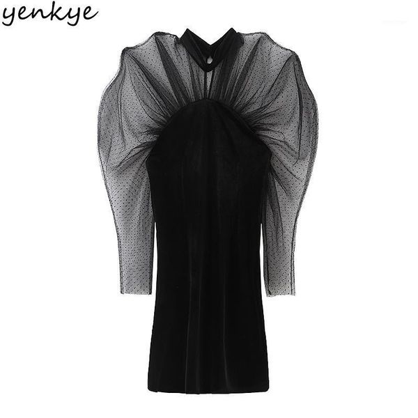 casual dresses yenkye fashion women transparent mesh patchwork velvet dress long sleeve vintage black bodycon mini party vestido, Black;gray
casual dresses yenkye fashion women transparent mesh patchwork velvet dress long sleeve vintage black bodycon mini party vestido, Black;gray