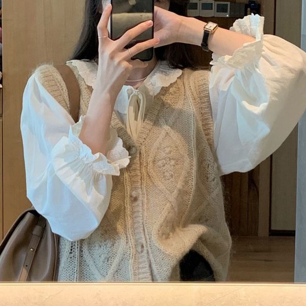 women's sweaters winter korean soft mohair outwear sleeveless cleavage v button knitted sweater vest elegant meshes 3yu5, White;black
women's sweaters winter korean soft mohair outwear sleeveless cleavage v button knitted sweater vest elegant meshes 3yu5, White;black