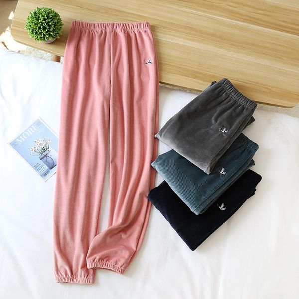 women's sleepwear thickened striped corduroy sleep bottoms for lovers stretch autumn winter thick style embroidery home pants can be wo, Black;red
women's sleepwear thickened striped corduroy sleep bottoms for lovers stretch autumn winter thick style embroidery home pants can be wo, Black;red