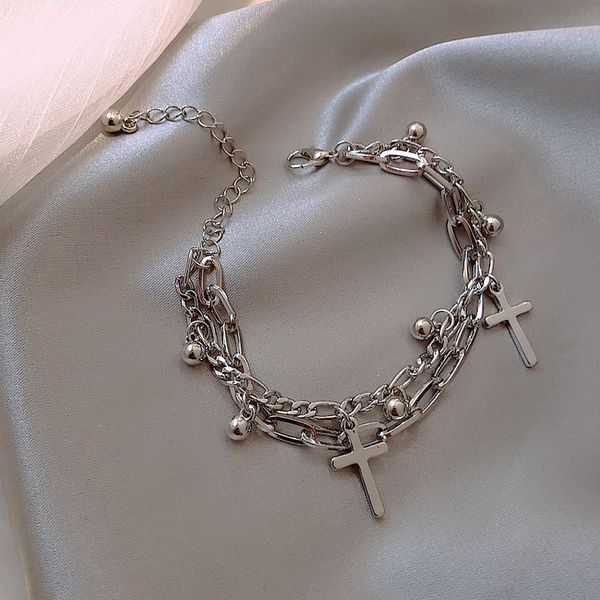 gothic hip hop metal cross pendant charm bracelet for women female beads 2 layering linked chain bracelets cool jewelry gift, Golden;silver
gothic hip hop metal cross pendant charm bracelet for women female beads 2 layering linked chain bracelets cool jewelry gift, Golden;silver