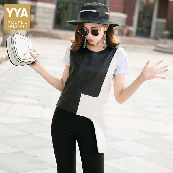 women's vests streetwear 100% sheepskin real leather sleeveless jacket female ol style o-neck patchwork short waistcoat luxury office v, Black;white
women's vests streetwear 100% sheepskin real leather sleeveless jacket female ol style o-neck patchwork short waistcoat luxury office v, Black;white