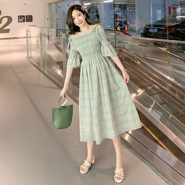 maternity dresses lovely and sweet summer dress short flare sleeve stretched shoulderless pregnant women plaid pregnancy clothes, White
maternity dresses lovely and sweet summer dress short flare sleeve stretched shoulderless pregnant women plaid pregnancy clothes, White