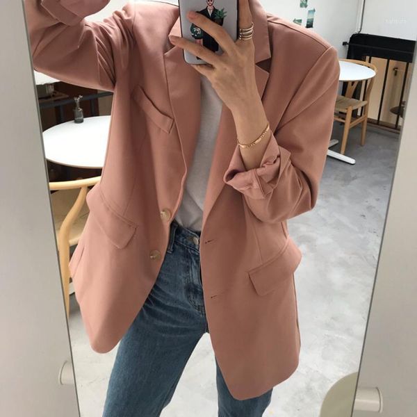 women's suits & blazers streetwear chic solid women blazer notched neck oversized female suit jacket style autumn coat femme 2021, White;black
women's suits & blazers streetwear chic solid women blazer notched neck oversized female suit jacket style autumn coat femme 2021, White;black