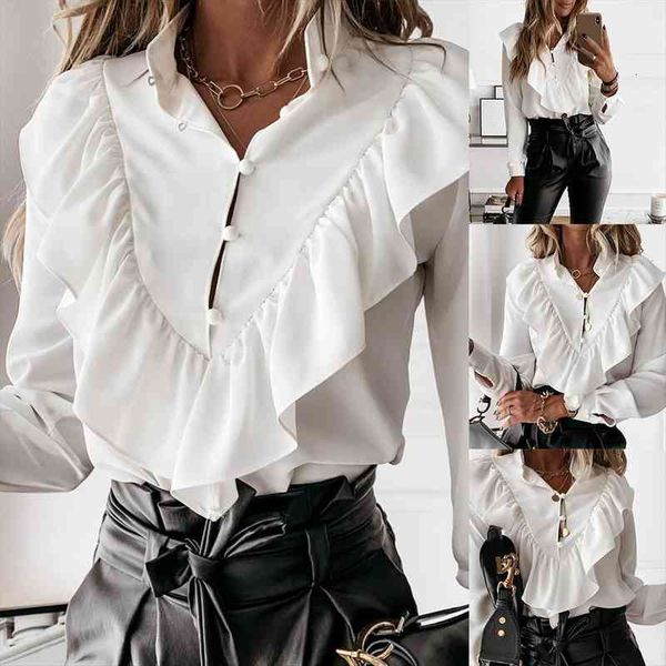women elegant v neck ruffle dot print long sleeve blouse office pullover shirt womens clothing ropa mujer, White
women elegant v neck ruffle dot print long sleeve blouse office pullover shirt womens clothing ropa mujer, White