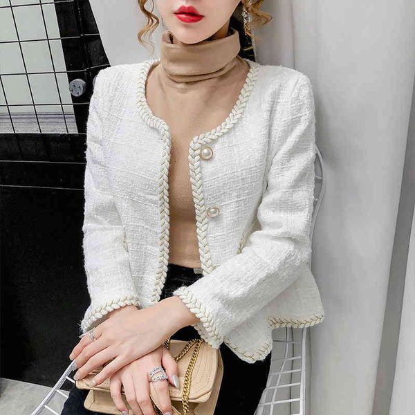 women's fur & faux 2021 ladies temperament jacket small fragrance style retro short tweed coat loose korean plaid pearl button fem, Black
women's fur & faux 2021 ladies temperament jacket small fragrance style retro short tweed coat loose korean plaid pearl button fem, Black