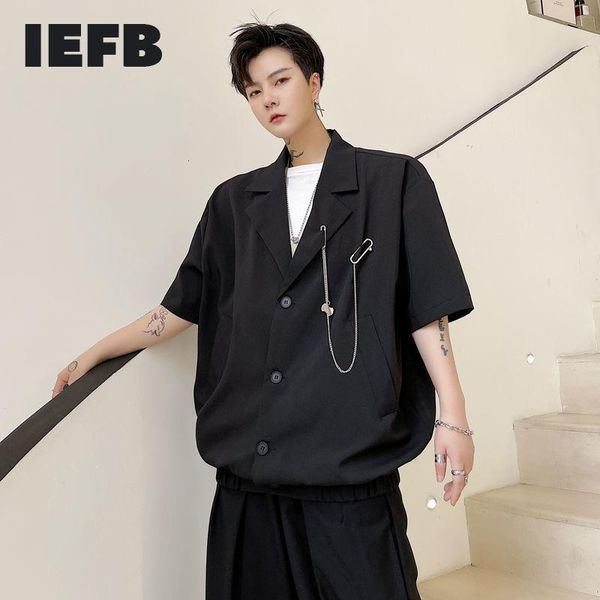 men's suits & blazers iefb 2021 summer elastic hem metal pendant short sleeve suit jacket lightweight thin black white noched collar bl, White;black
men's suits & blazers iefb 2021 summer elastic hem metal pendant short sleeve suit jacket lightweight thin black white noched collar bl, White;black