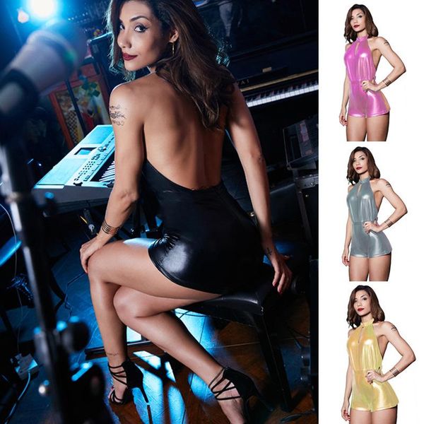 women's jumpsuits & rompers 2021 summer explosion club clothing europe hanging collar skinny pu leather halter playsuit, Black;white
women's jumpsuits & rompers 2021 summer explosion club clothing europe hanging collar skinny pu leather halter playsuit, Black;white