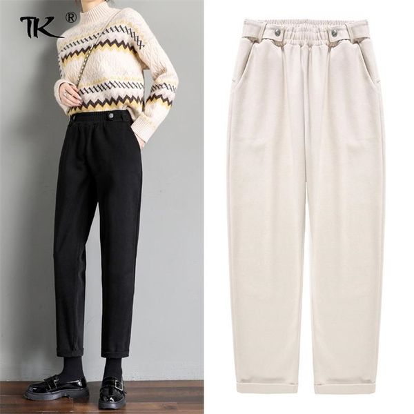 women's elastic high waist harem pants wide leg wool trousers slim basic female solid pant thick casual autumn winter 211007, Black;white
women's elastic high waist harem pants wide leg wool trousers slim basic female solid pant thick casual autumn winter 211007, Black;white