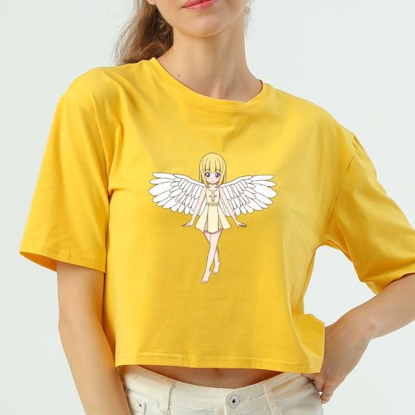 women's t-shirt summer fashion woman tshirt angel print aesthetic women short sleeve casual camiseta crop tee streetwear female, White
women's t-shirt summer fashion woman tshirt angel print aesthetic women short sleeve casual camiseta crop tee streetwear female, White