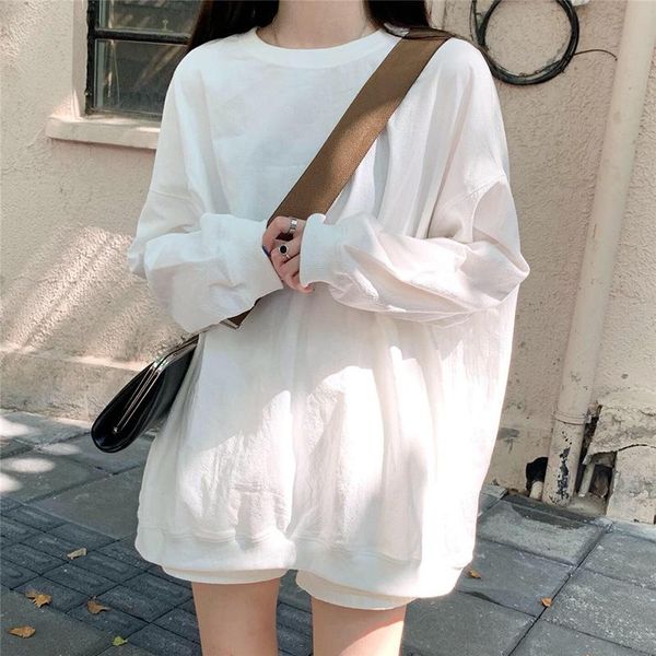 women's t-shirt autumn oversized t-shirts loose casual basic long solid fashion round neck sleeve korean style women colthing, White
women's t-shirt autumn oversized t-shirts loose casual basic long solid fashion round neck sleeve korean style women colthing, White