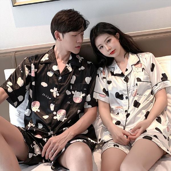 young lover pajamas fake silk womens sleepwears short sleeve summer man pyjama loose men couple pijama set soft plus size, Black;red
young lover pajamas fake silk womens sleepwears short sleeve summer man pyjama loose men couple pijama set soft plus size, Black;red