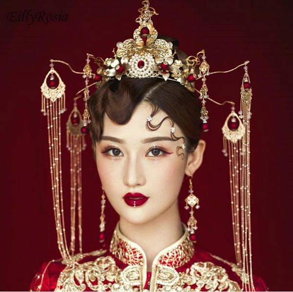 earrings & necklace chinese bride headdress classic wedding retro fringed accessories gold crown jewelry set beautiful costume headwear 2021, Silver
earrings & necklace chinese bride headdress classic wedding retro fringed accessories gold crown jewelry set beautiful costume headwear 2021, Silver
