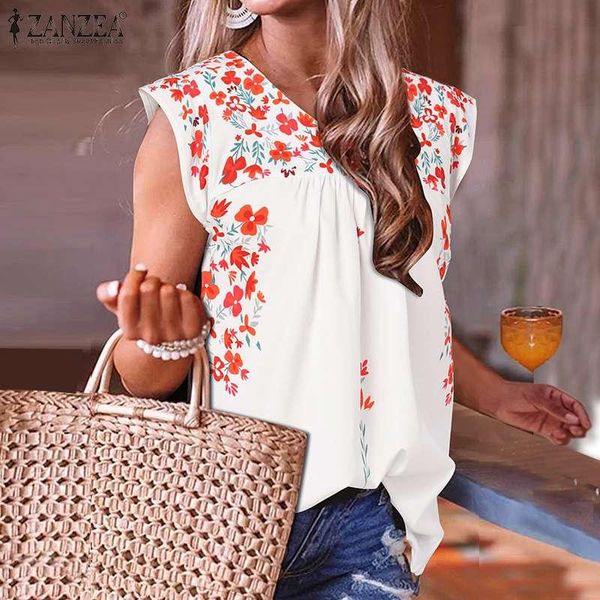 women's blouses & shirts stylish women v neck sleeveless blouse zanzea summer bohemian floral shirt casual printed ruffles blusas loose, White
women's blouses & shirts stylish women v neck sleeveless blouse zanzea summer bohemian floral shirt casual printed ruffles blusas loose, White