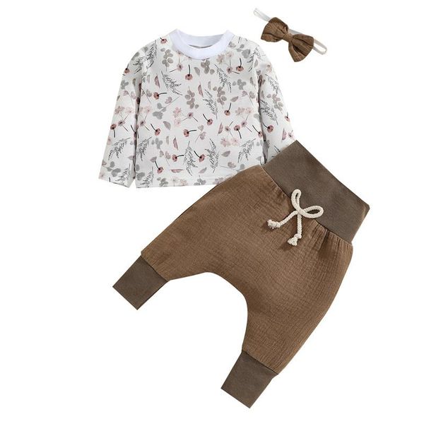 clothing sets 3 pcs born casual outfits, baby girls flower print long sleeve round neck sweatshirt + color block trousers bow headband, White
clothing sets 3 pcs born casual outfits, baby girls flower print long sleeve round neck sweatshirt + color block trousers bow headband, White