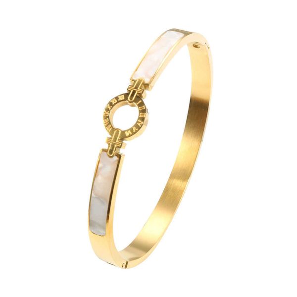 gold color surgical steel white shell bangle&bracelet with roman numberal circle charm bangle for women wedding engagement gift q0719, Black
gold color surgical steel white shell bangle&bracelet with roman numberal circle charm bangle for women wedding engagement gift q0719, Black