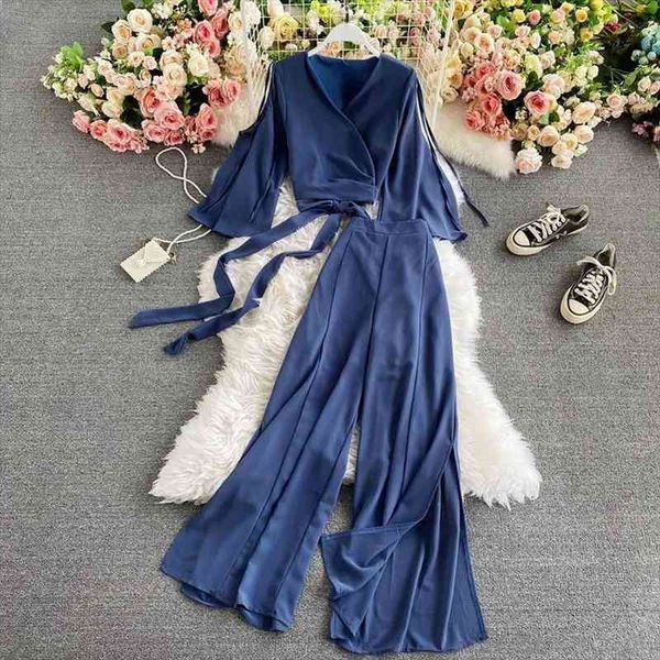 wide-leg pants two piece set women summer womens suit fashion slimming crop long pant large size women blouses, Gray
wide-leg pants two piece set women summer womens suit fashion slimming crop long pant large size women blouses, Gray