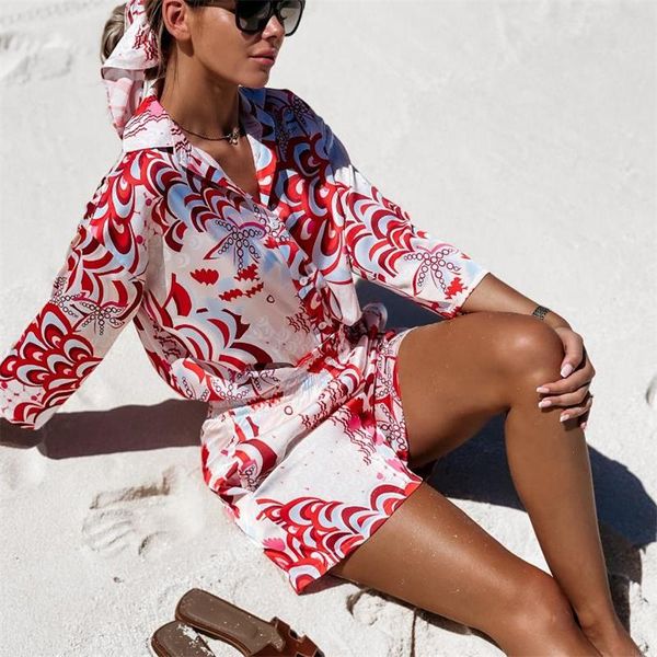 women's tracksuits two piece set women summer loose fashion print short sleeve shirt beach cropped blouse+elastic waist casual shorts, Gray
women's tracksuits two piece set women summer loose fashion print short sleeve shirt beach cropped blouse+elastic waist casual shorts, Gray