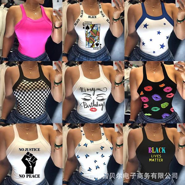 women's t-shirt wepbel women skinny print strap shirt ladies elegant sleeveless halter slim fit, White
women's t-shirt wepbel women skinny print strap shirt ladies elegant sleeveless halter slim fit, White