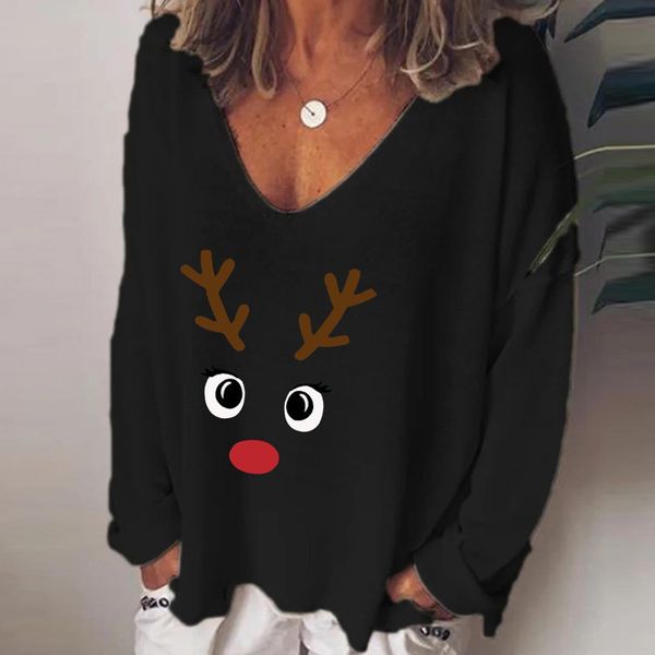 christmas elk print t-shirt women casual v-neck loose long sleeve t-shirt winter pullover femme t-shirt mulher camisetas, White
christmas elk print t-shirt women casual v-neck loose long sleeve t-shirt winter pullover femme t-shirt mulher camisetas, White