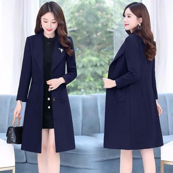 women's wool & blends autumn and winter coat mid-length 2021 woolen slim fashion plus size, Black
women's wool & blends autumn and winter coat mid-length 2021 woolen slim fashion plus size, Black