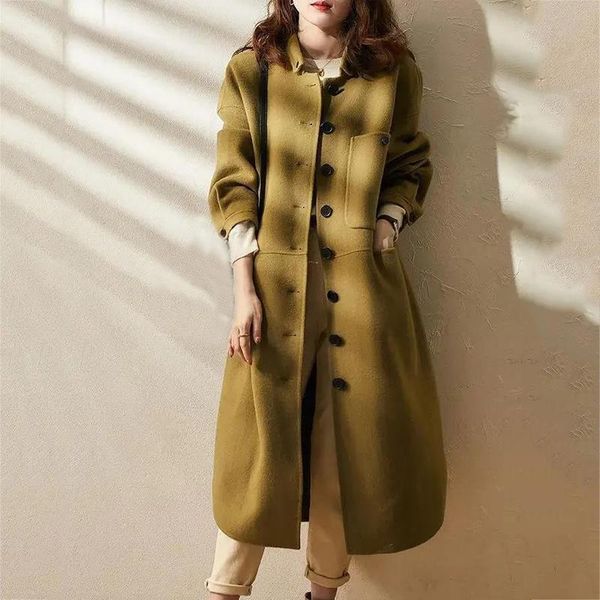 women's wool & blends 2021 autumn and winter temperament woolen coat fashionable thin windbreaker mid-length women, Black
women's wool & blends 2021 autumn and winter temperament woolen coat fashionable thin windbreaker mid-length women, Black