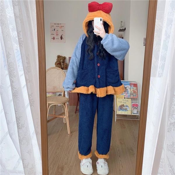 women's sleepwear 2021 pajama woman winter cute pajamas set female sweet hooded bowknot long sleeve warm home service two-piece suit sl, Black;red
women's sleepwear 2021 pajama woman winter cute pajamas set female sweet hooded bowknot long sleeve warm home service two-piece suit sl, Black;red