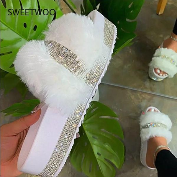 slippers women fur rhinestone platform wedges heel solid fluffy furry slides outside shoes ladies, Black
slippers women fur rhinestone platform wedges heel solid fluffy furry slides outside shoes ladies, Black