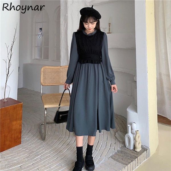 casual dresses long sleeve dress women patchwork temperament fake 2 pieces leisure all-match bandage stylish vintage french style lady vesti, Black;gray
casual dresses long sleeve dress women patchwork temperament fake 2 pieces leisure all-match bandage stylish vintage french style lady vesti, Black;gray