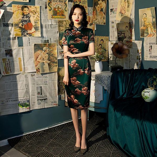 ethnic clothing women chinese mandarin collar elegant dress high split qipao vintage cheongsam stage show clothes, Red
ethnic clothing women chinese mandarin collar elegant dress high split qipao vintage cheongsam stage show clothes, Red