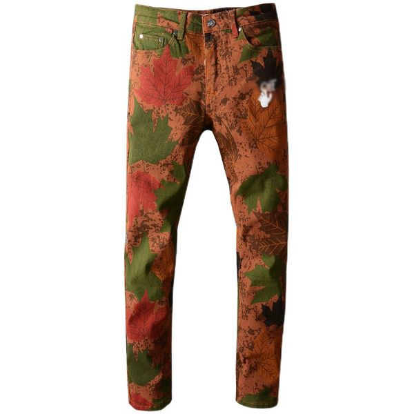 2021 men's male fashion camouflage maple leaf pattern printed jeans stretch slim fit trousers young men denim pants 157 8awi, Blue
2021 men's male fashion camouflage maple leaf pattern printed jeans stretch slim fit trousers young men denim pants 157 8awi, Blue