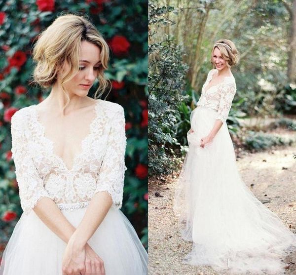 2021 new modest bohemian country wedding es vintage lace with half sleeves v neck beaded sash sweep train tulle bridal gowns xye1, White
2021 new modest bohemian country wedding es vintage lace with half sleeves v neck beaded sash sweep train tulle bridal gowns xye1, White