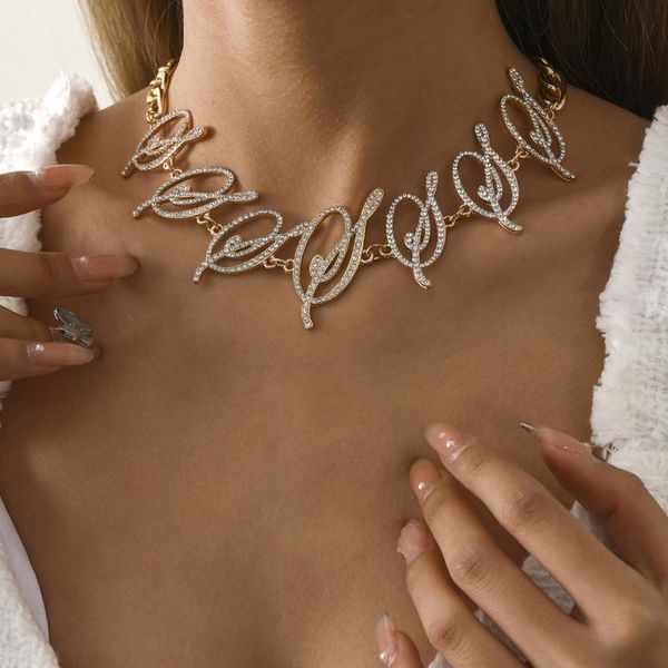 chains punk geometric rhinestone letter necklaces womens hip hop hollow out clavicle choker jewelry for party, Silver
chains punk geometric rhinestone letter necklaces womens hip hop hollow out clavicle choker jewelry for party, Silver
