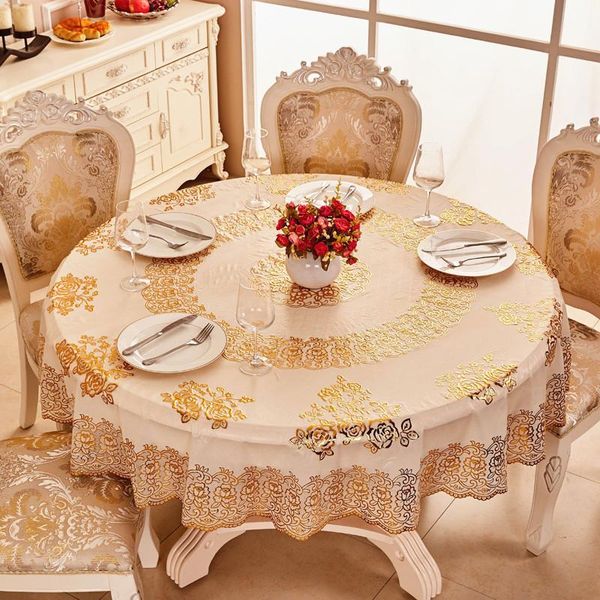 niobomo european-style bronzing pvc table cloth waterproof round plastic table cloth for home cover
niobomo european-style bronzing pvc table cloth waterproof round plastic table cloth for home cover