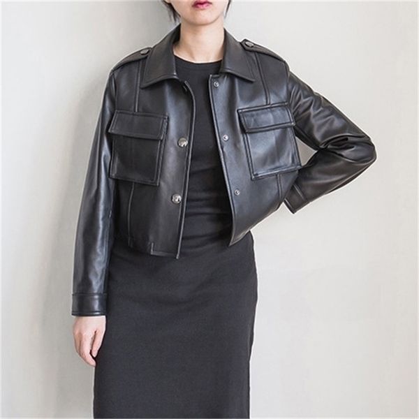 2021 spring new autumn winter leather women's coat handsome short fashion loose jacket student, Black
2021 spring new autumn winter leather women's coat handsome short fashion loose jacket student, Black